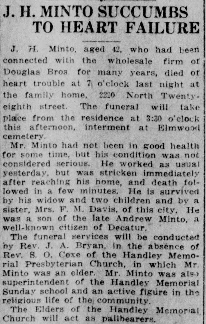 J.H. Minto obituary